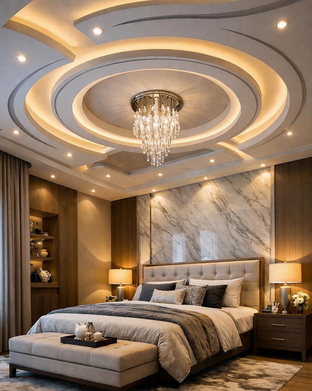 Modern Double Cove Living Room Ceiling