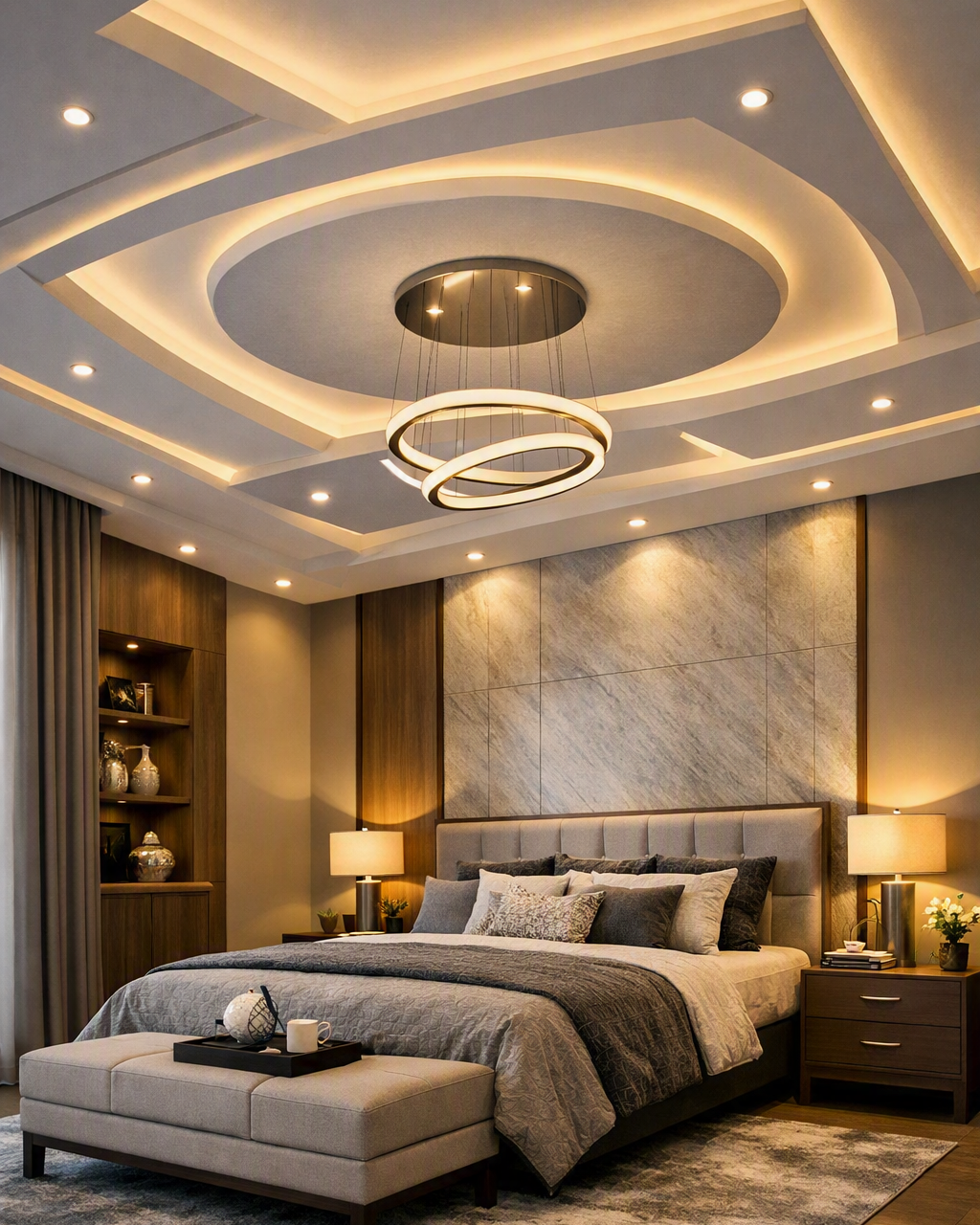 Modern Double Cove Living Room Ceiling