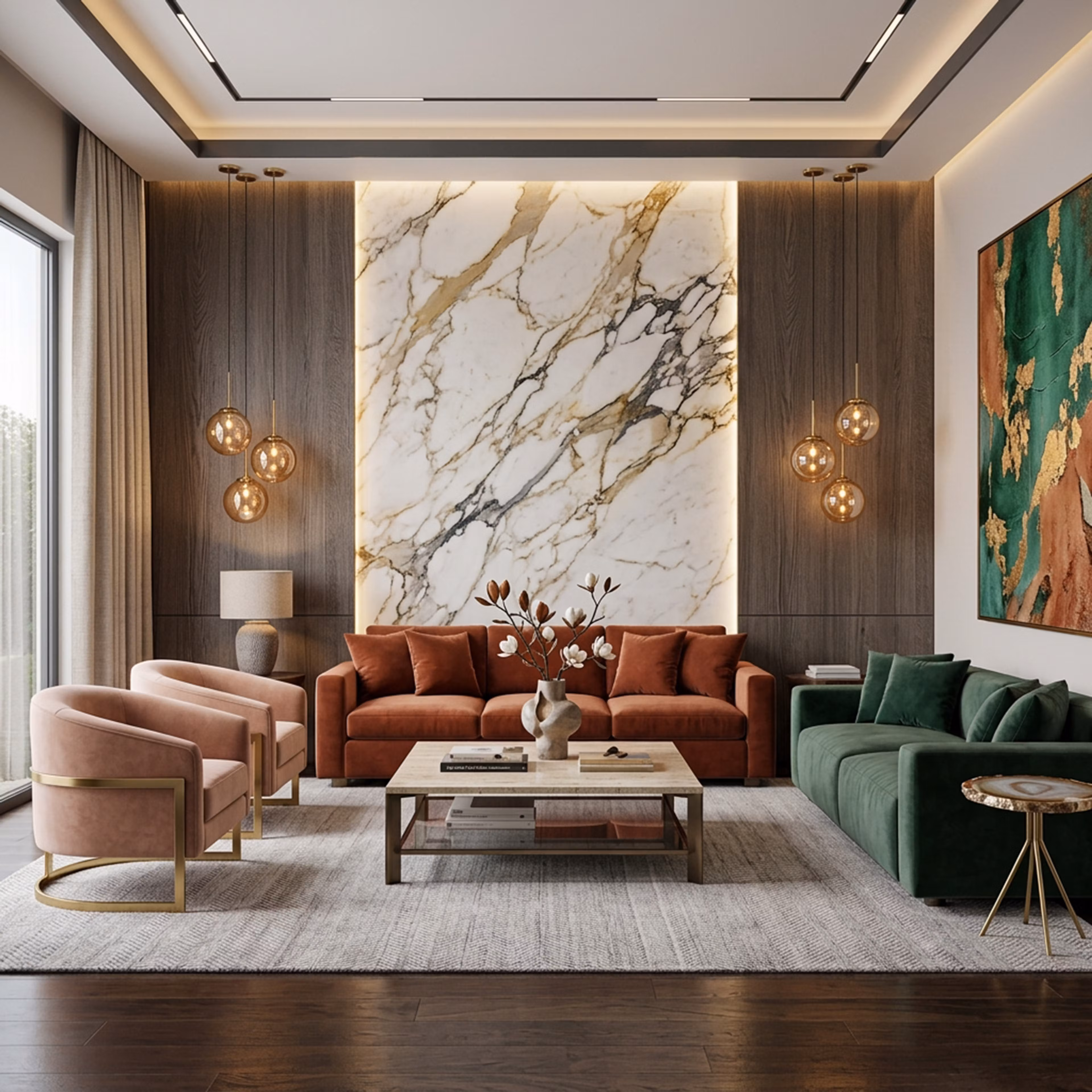 Modern Double Cove Living Room Ceiling